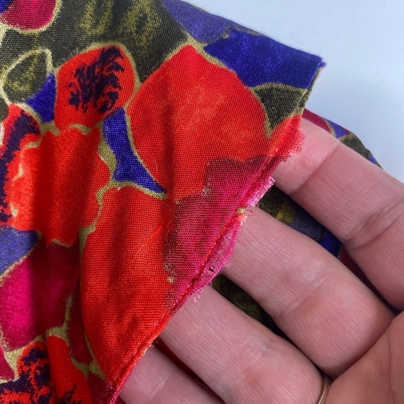 Vintage Oversized Collar Long Sleeve Red Floral Tunic Sz Med - Picture 7 of 7